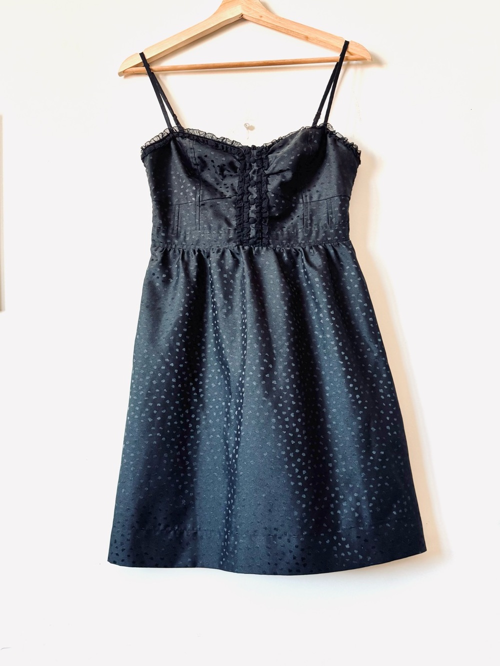 Vintage American Eagle Outfitters Black Satin Babydoll Mini Dress Sz 4.
